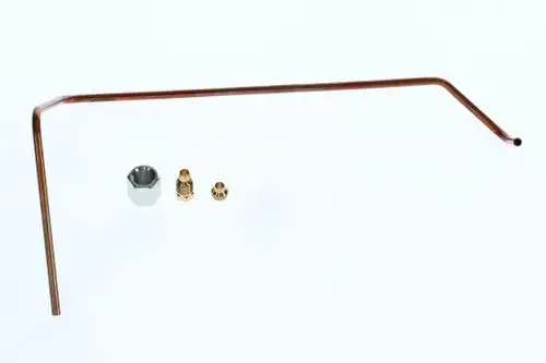 BOSCH Zündgasrohrsatz bestehend aus einem gebogenen Rohr und drei Komponenten, darunter ein Sechskantanschluss und zwei Düsen in verschiedenen Größen.